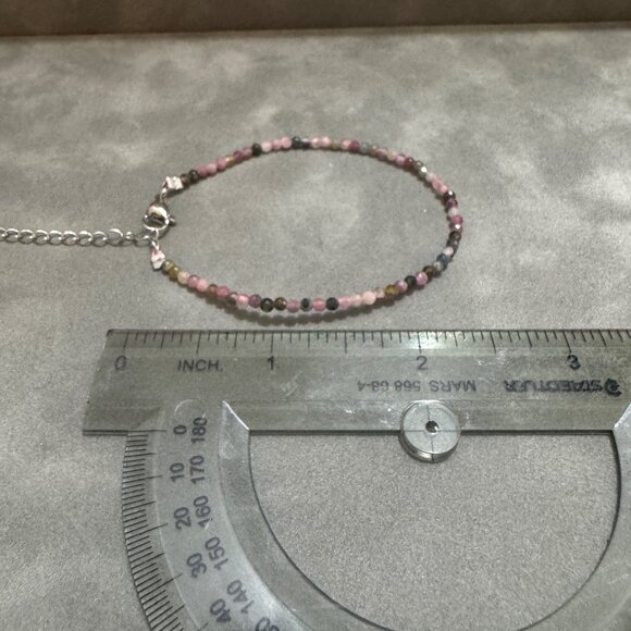Faceted Multicolor Tourmaline Beaded Bracelet Adjustable Chain Lobster Clasp Jew - Picture 3 of 4